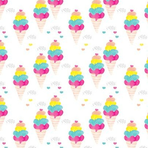 Colorful summer ice cream cone fun trendy kids water color illustration holiday print