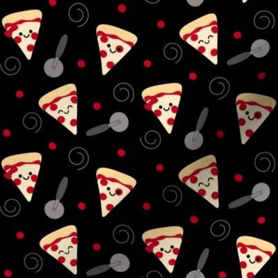 Happy Pepperoni Pizza Friends Black