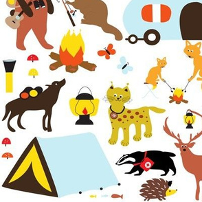 Scandinavian wild animals go camping