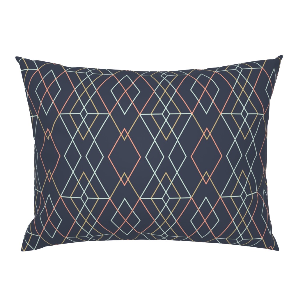 Geometric Grid - Dark Blue