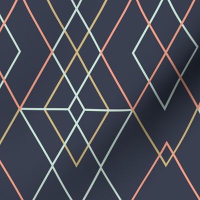 Geometric Grid - Dark Blue