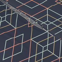 Geometric Grid - Dark Blue