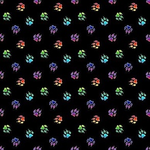 Rainbow trotting paw prints - black