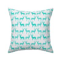Teal Meadow Deer on White SMALL SCALE 