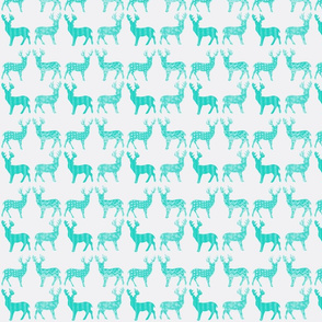 Teal Meadow Deer on White SMALL SCALE 