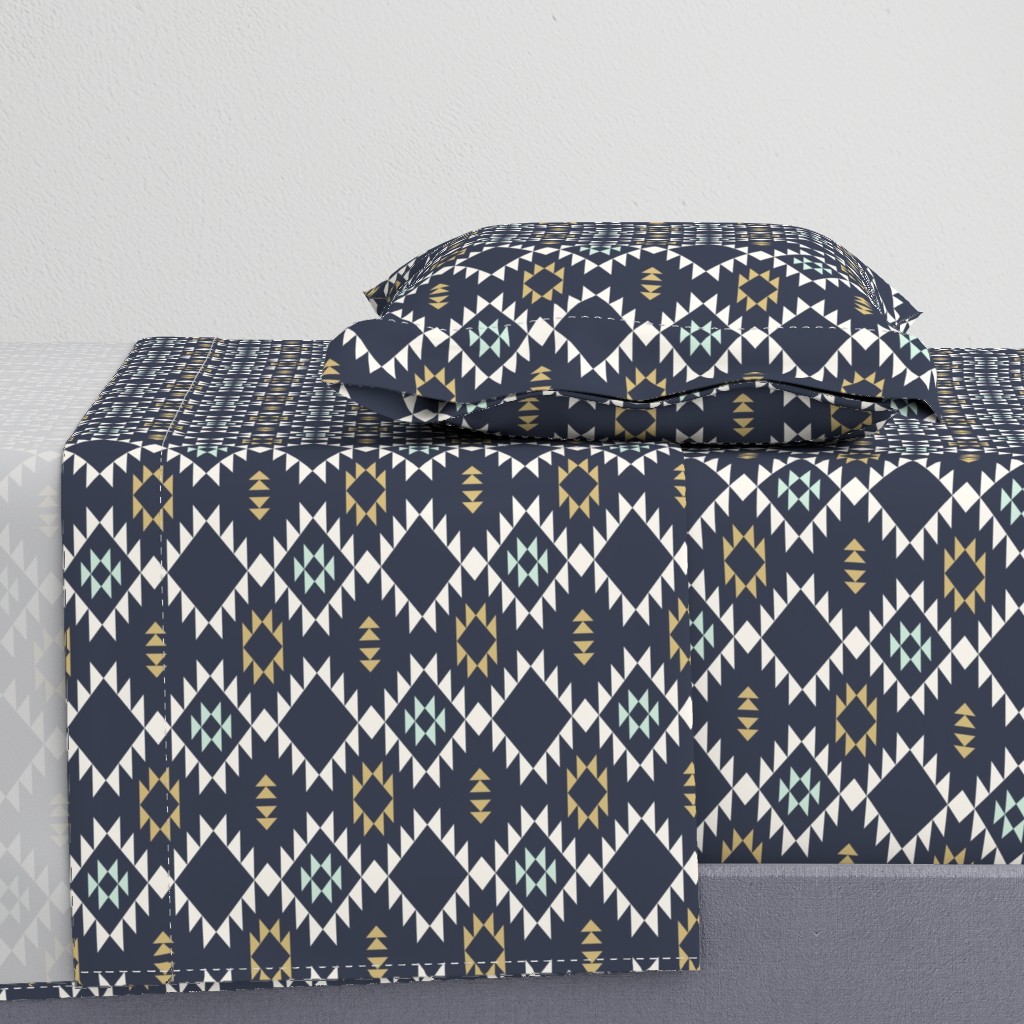 Navajo - Dark Blue Mint Gold