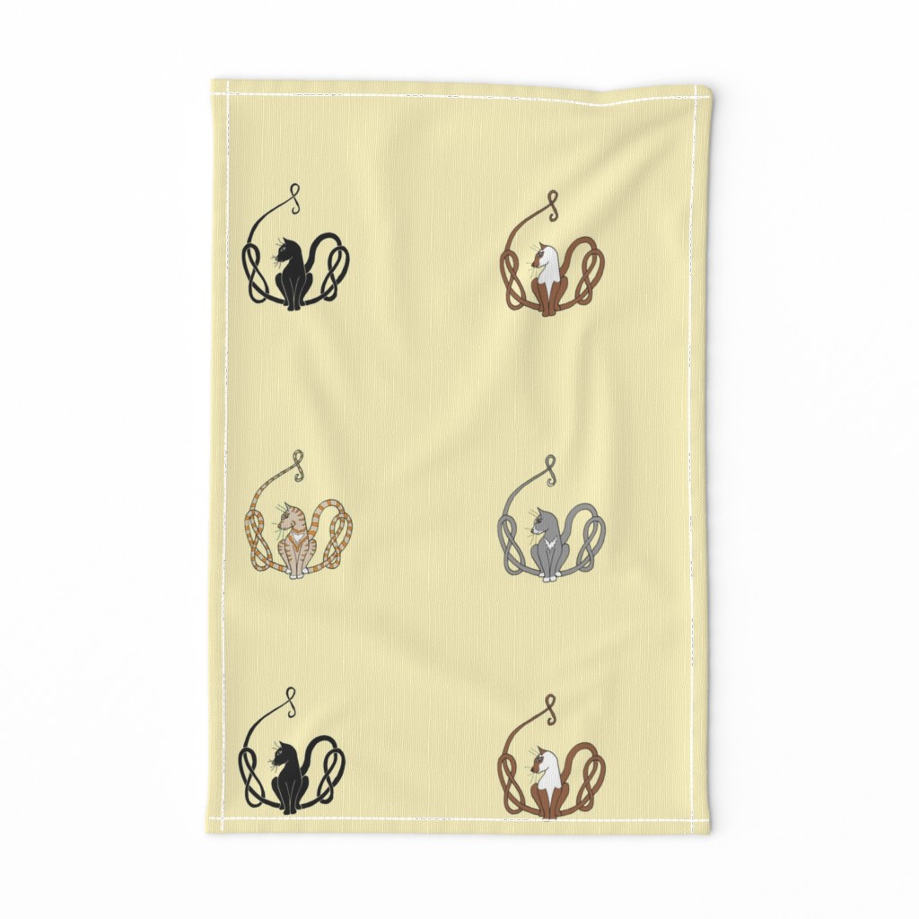 knot tail cats on cream small