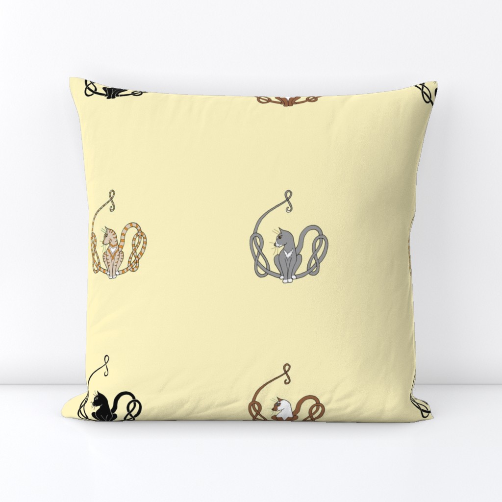 knot tail cats on cream small