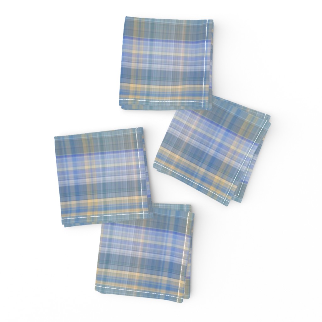 Blue Gray and Yellow Madras Style Plaid