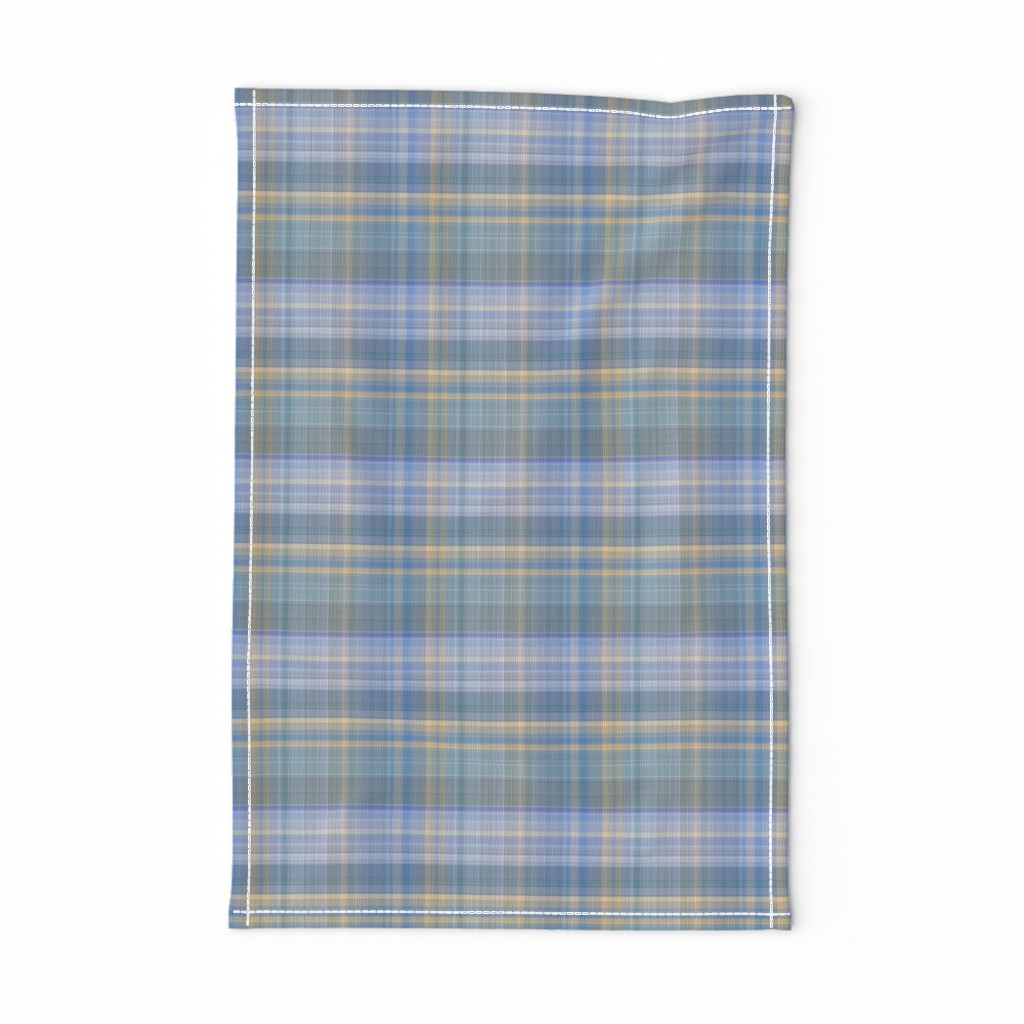 Blue Gray and Yellow Madras Style Plaid