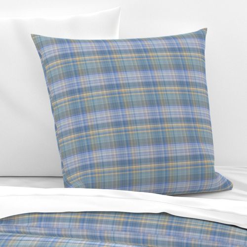 Blue Gray and Yellow Madras Style Plaid