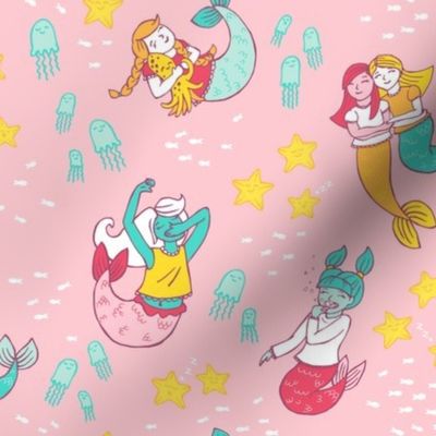 Mermaid Pajama Party on Pink