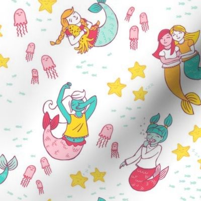 Mermaid Pajama Party on White