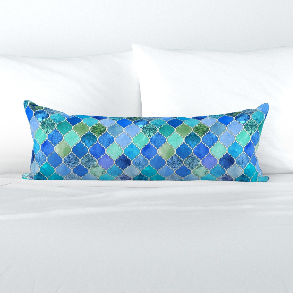 Cobalt Blue and Aqua Decorative Moroccan Tiles