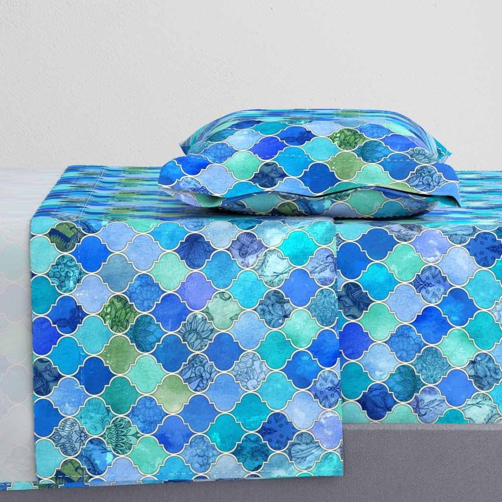 Cobalt Blue and Aqua Decorative Moroccan Tiles