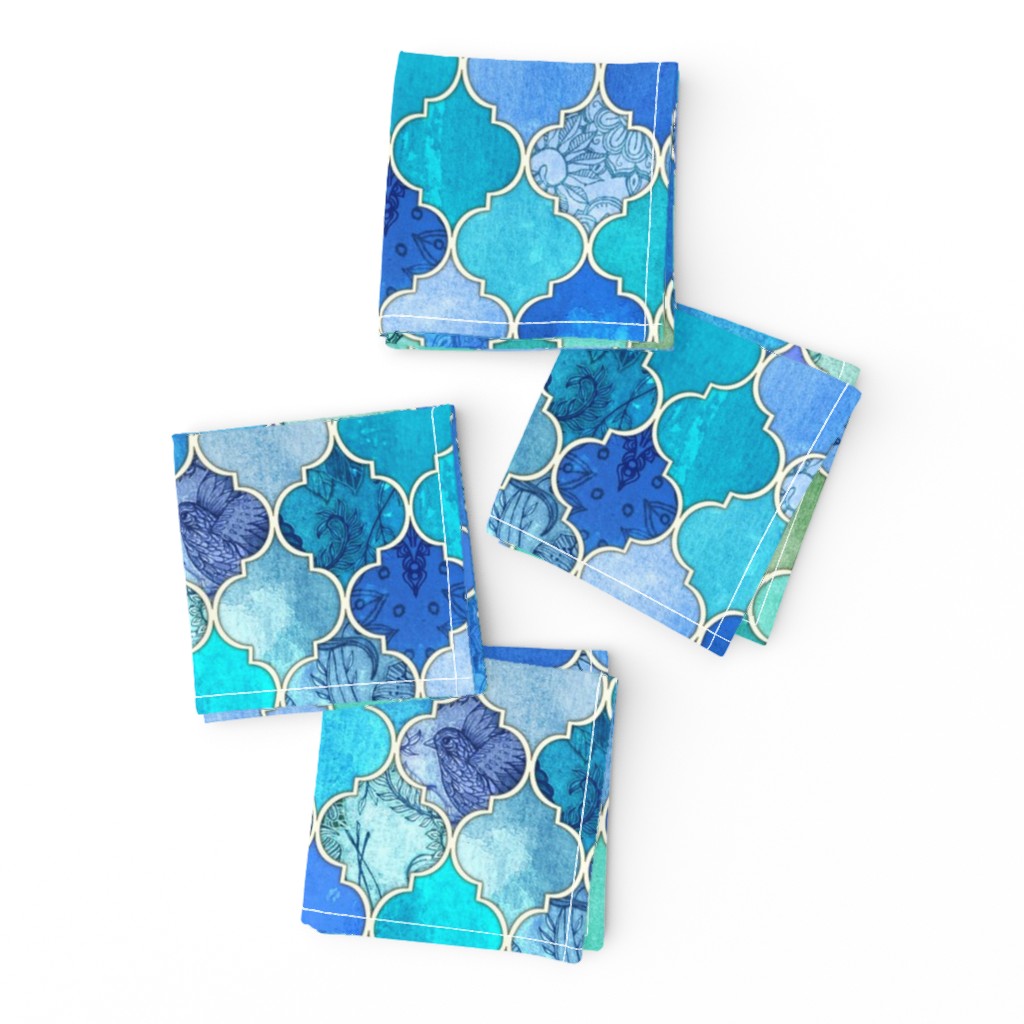 Cobalt Blue and Aqua Decorative Moroccan Tiles