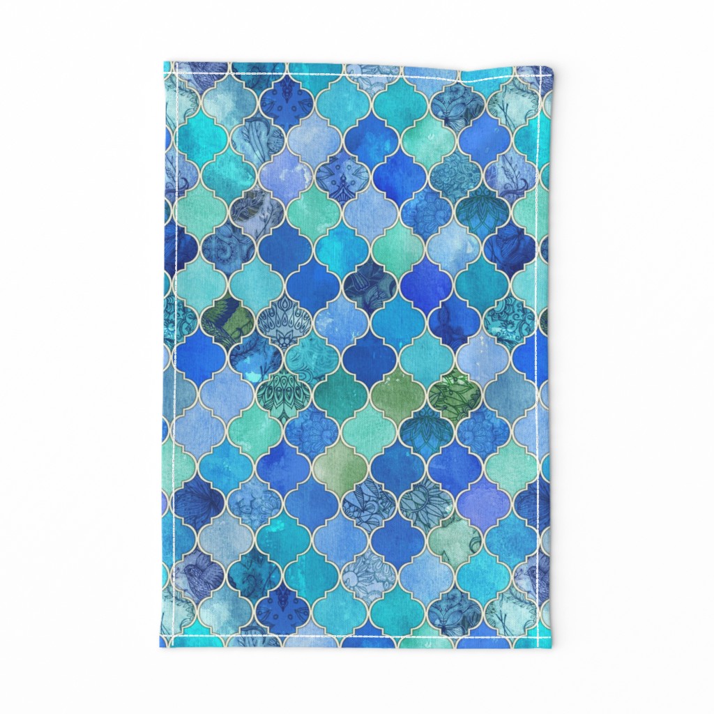 Cobalt Blue and Aqua Decorative Moroccan Tiles