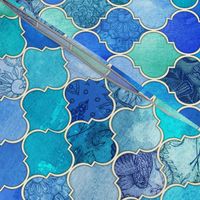 Cobalt Blue and Aqua Decorative Moroccan Tiles