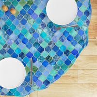 Cobalt Blue and Aqua Decorative Moroccan Tiles