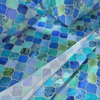 Cobalt Blue and Aqua Decorative Moroccan Tiles