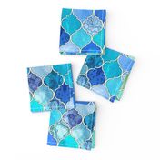 Cobalt Blue and Aqua Decorative Moroccan Tiles