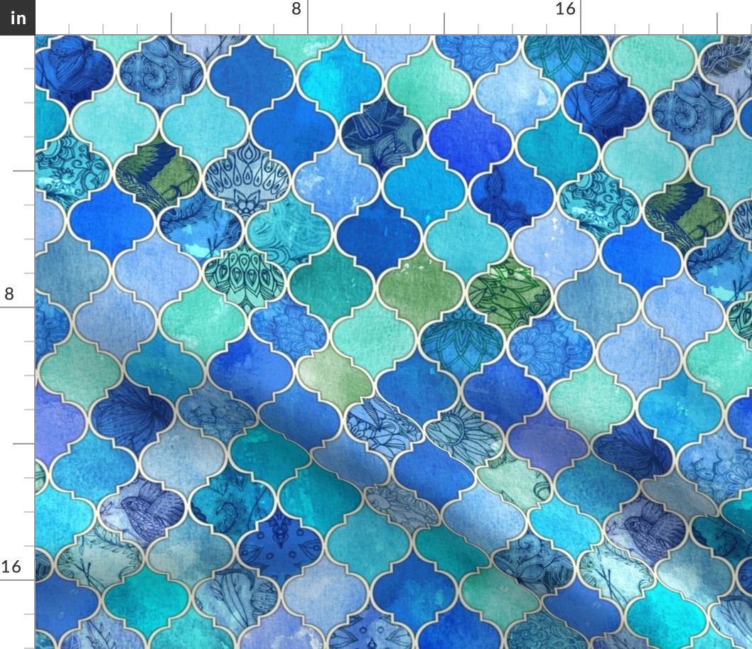 Cobalt Blue and Aqua Decorative Moroccan Tiles