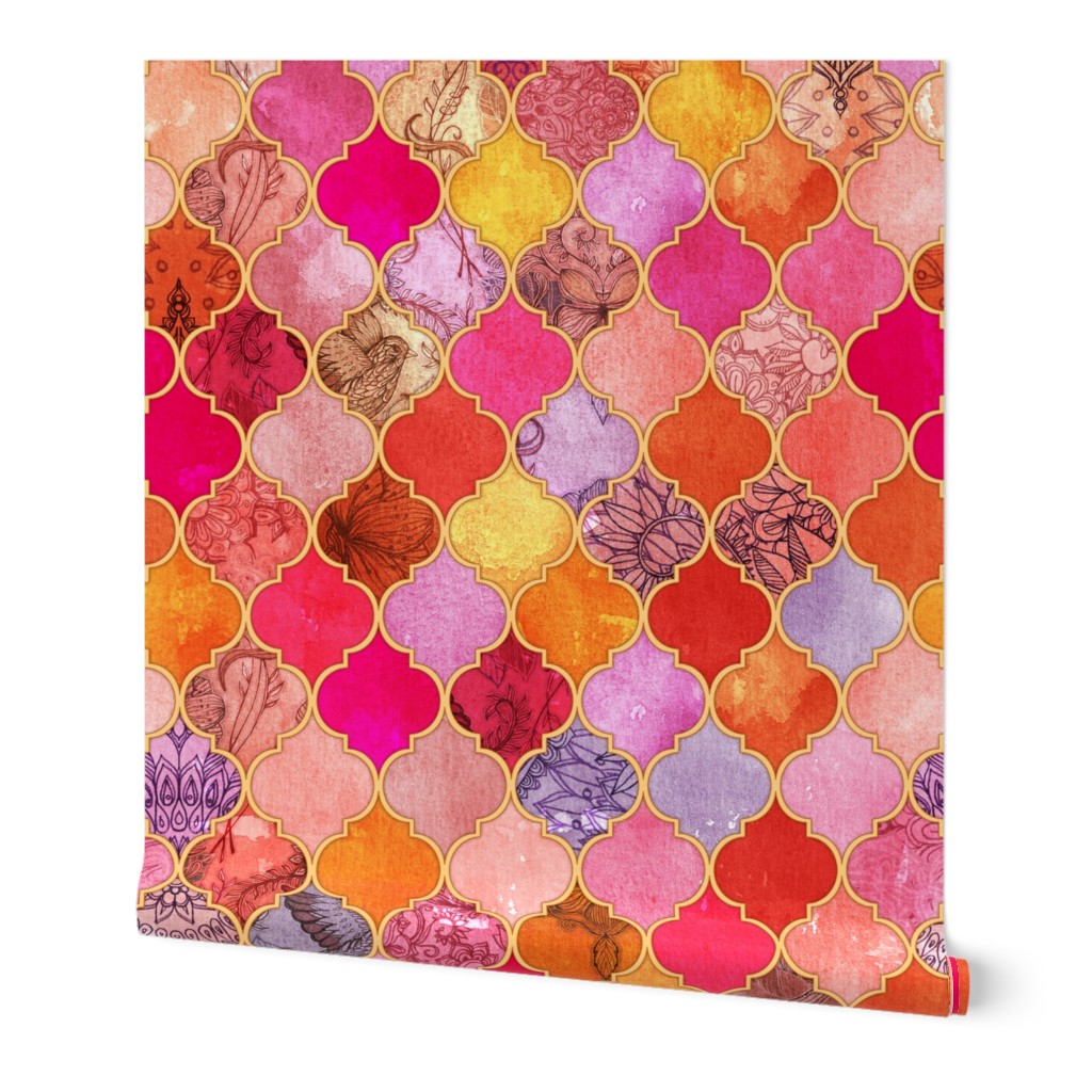 Hot Pink and Orange Decorative Moroccan Tiles