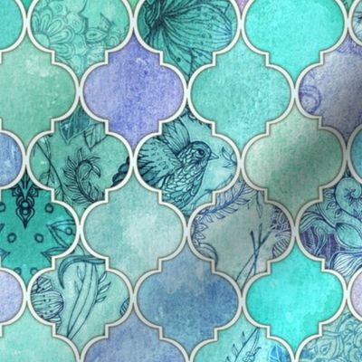 Pale Mint & Lilac Decorative Moroccan Tiles