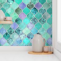 Pale Mint & Lilac Decorative Moroccan Tiles