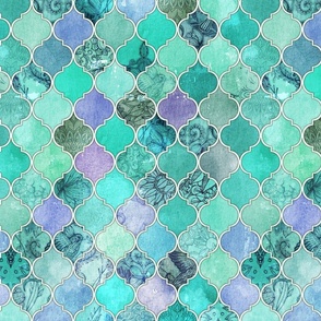 Pale Mint & Lilac Decorative Moroccan Tiles