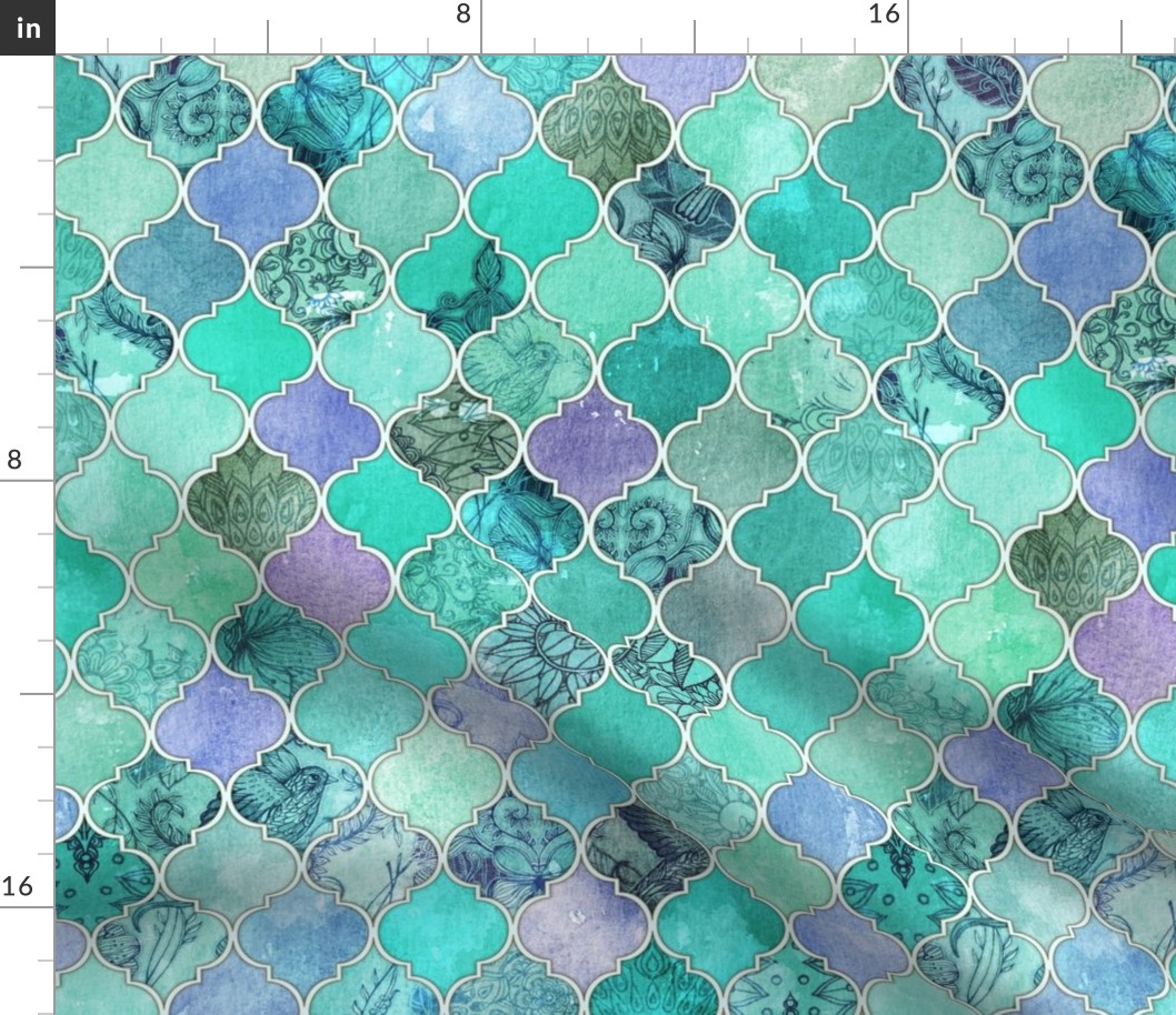 Pale Mint & Lilac Decorative Moroccan Tiles