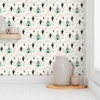 Teepee Mint - (Ivory background)