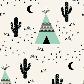 Teepee Mint - (Ivory background)