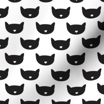 Adorable black and white kitten fun cat illustration in scandinavian abstract style print for kids and cats lovers
