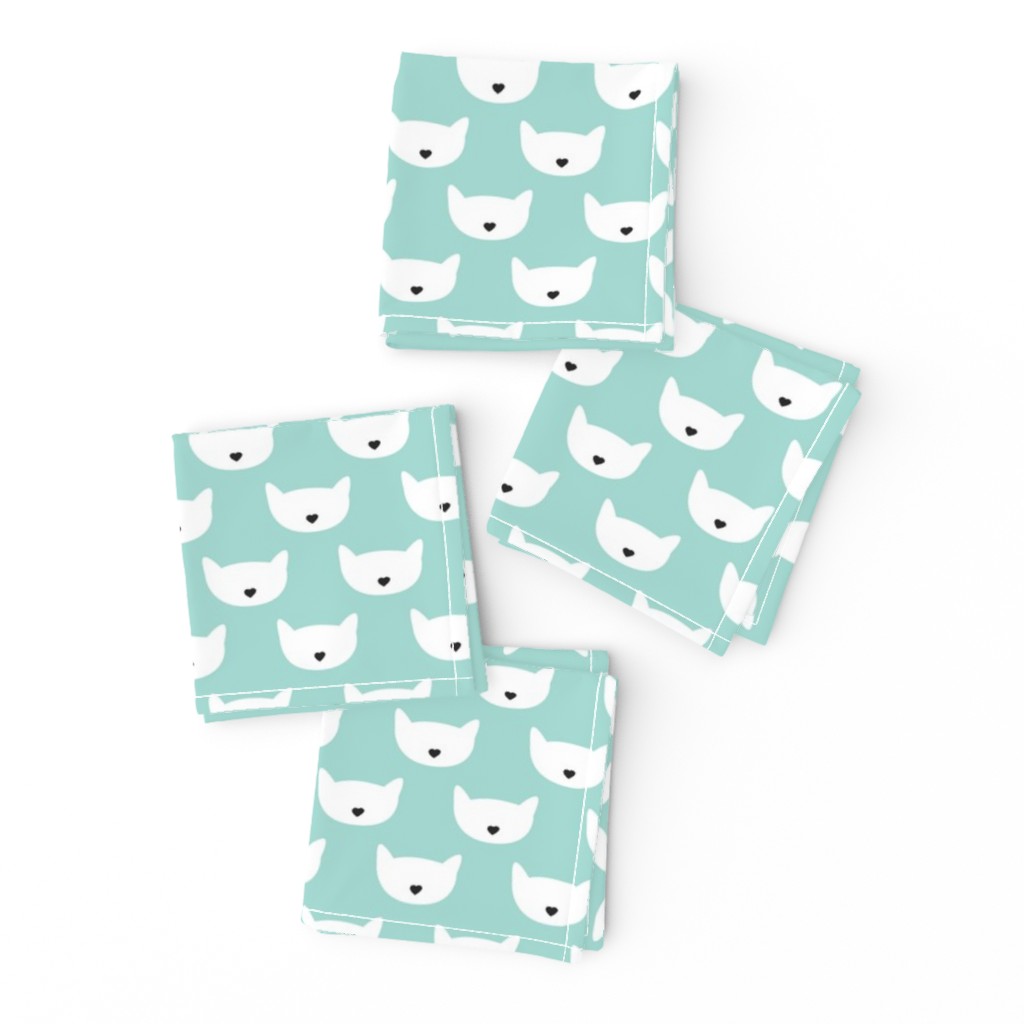 Adorable mint blue kitten fun cat illustration in scandinavian abstract style print for kids and cats lovers