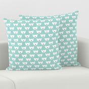 Adorable mint blue kitten fun cat illustration in scandinavian abstract style print for kids and cats lovers