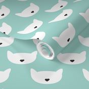 Adorable mint blue kitten fun cat illustration in scandinavian abstract style print for kids and cats lovers