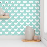 Adorable mint blue kitten fun cat illustration in scandinavian abstract style print for kids and cats lovers