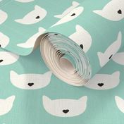 Adorable mint blue kitten fun cat illustration in scandinavian abstract style print for kids and cats lovers