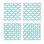 Adorable mint blue kitten fun cat illustration in scandinavian abstract style print for kids and cats lovers