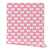 Adorable pink kitten fun cat illustration in scandinavian abstract style print for kids and cats lovers