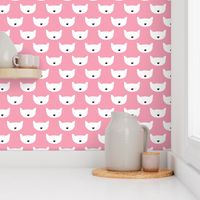 Adorable pink kitten fun cat illustration in scandinavian abstract style print for kids and cats lovers