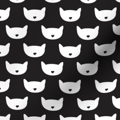 Adorable black and white kitten fun cat illustration in scandinavian abstract style print for kids and cats lovers