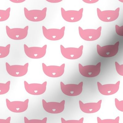 Adorable pink kitten fun cat illustration in scandinavian abstract style print for kids and cats lovers