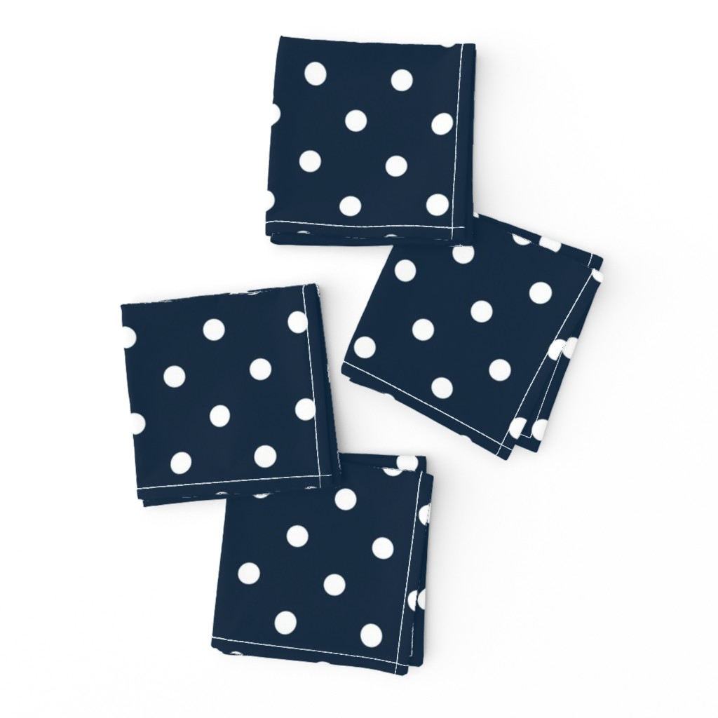 White Polkadots on Marine Navy Blue