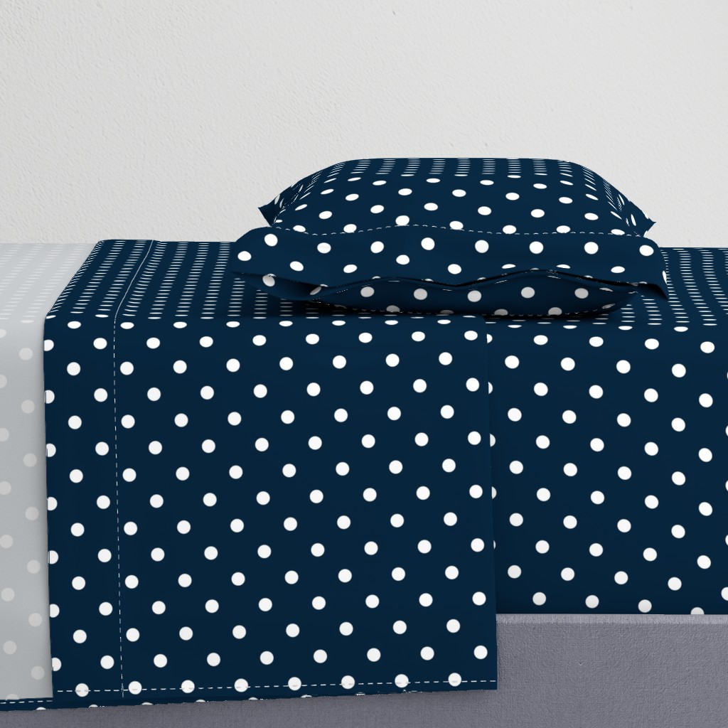 White Polkadots on Marine Navy Blue