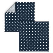 White Polkadots on Marine Navy Blue