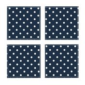 White Polkadots on Marine Navy Blue