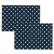 White Polkadots on Marine Navy Blue