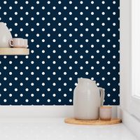 White Polkadots on Marine Navy Blue